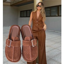 Degischic Taba Süet Deri Zımba Slipper