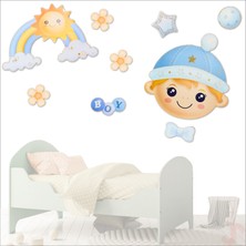 Süsle Bebek ve Parti Erkek Bebek Odası, 9 Parça Duvar Sticker Seti
