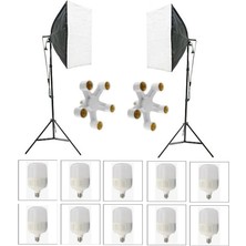 5 Duylu Softbox (2 Adet) + 2 M Işık Ayağı +10 Adet 20 Wat LED Lamba (Toplam 18 000 Lümen)