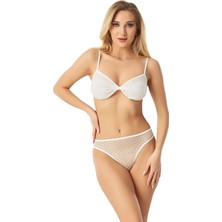 Win Shop Beyaz Uzun Sütyen Sabahlık Seksi Takım Lily Bianca 9073