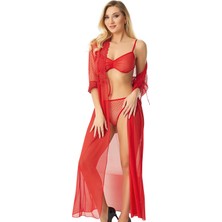 Win Shop Kırmızı Sütyen Sabahlık Seksi Takım Lily Bianca 9066