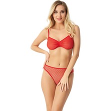 Win Shop Kırmızı Sütyen Sabahlık Seksi Takım Lily Bianca 9066