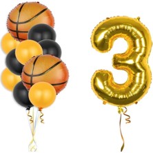 Kidspartim Gold Rakam Basketbol Topu Folyo ve Lateks Balon Seti