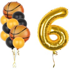 Kidspartim Gold Rakam Basketbol Topu Folyo ve Lateks Balon Seti