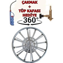 Vakia Sülale Boy Nikelaj 45 Cm Döner Başlıklı Portatif Künefe - Kadayıf - Balık - Börek Pişirme Ocağı