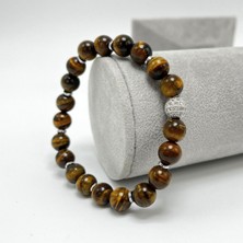 Yıldız Doğal Taş Zirkon Aparatlı Kaplan Gözü 8 mm Misinalı Doğal Taş Bileklik