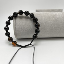 Yıldız Doğal Taş Unisex Damla Kehribar 8 mm Bileklik Makrome