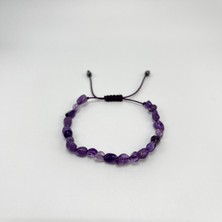 Yıldız Doğal Taş Ametist Natural Kesim Makrome Doğal Taş Bileklik