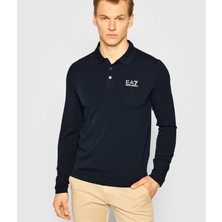 Ea7 Erkek Pamuklu Uzun Kollu Düğme Kapamalı Mavi T-Shirt 8Npf05 Pjm5Z-578