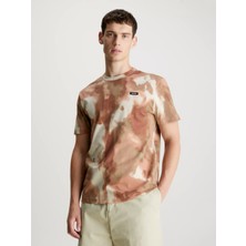 Calvin Klein Erkek Marka Logolu Pamuklu Normal Kalıp Günlük Bej T-Shirt K10K112759-0F6