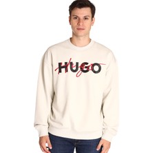Hugo Erkek Marka Logolu Pamuklu Normal Kalıp Günlük Bej T-Shirt 50494558-333