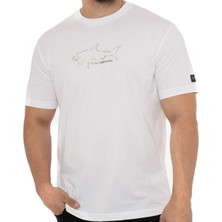 Paul & Shark  Erkek Marka Logo Detaylı Regular Fit Kısa Kollu Beyaz T-Shirt 23411198-010