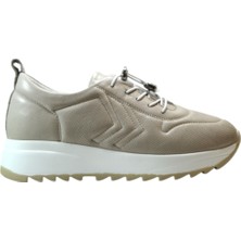 Beety 23BY83.K88-B  Deri Bej Yüksek Taban Ortopedik Casual Kadın Ayakkabı