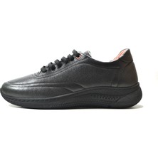 Beety 2021  Deri Siyah Lastikli Ortopedik Kadın Casual Günlük Ayakkabı