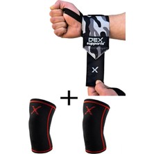 Dex Supports Lasting Energy Fitness Sporcu Bilekliği Dark Wrist Wraps+Sporcu Dizliği Knee Sleeve 2'li Paket