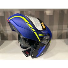 Sway Kask SW-917 Stars Mat Blue/yellow Çene Açılır Güneş Gözlüklü
