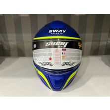 Sway Kask SW-917 Stars Mat Blue/yellow Çene Açılır Güneş Gözlüklü