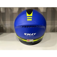 Sway Kask SW-917 Stars Mat Blue/yellow Çene Açılır Güneş Gözlüklü