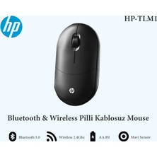 HP Tlm1 Çift Modlu 2,4ghz Kablosuz & Bluetooth V5.0 Sessiz Mouse Siyah (Ramwhite Türkiye Garantili)