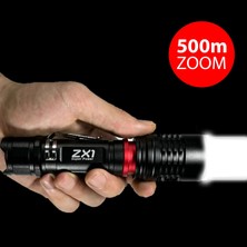 Heider Zx1 (Yeni) 500M Mesafe 10 Watt Super Power Zoom El Feneri - Şarjlı - Heider XR-18650 Pro Pil Dahil - Ce ve Rohs Belgeli