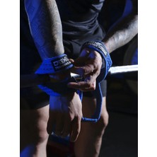 Dex Supports Lasting Energy Fitness Diz Bandajı Dizlik Knee Wraps+Ağırlık Kaldırma Kayışı 8 Loop Lifting Straps Mavi 2'li Paket