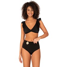 Endeep Kadın Deniz Kabuğu Aksesuarlı Yüksek Bel Bikini Takımı