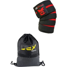 Dex Supports Lasting Energy Fitness Diz Bandajı Dizlik Pro Knee Wraps+Sackpack Büzgülü Spor Çanta 2'li Paket