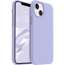 Trendtech iPhone 15 Plus Uyumlu Lansman Lila Kılıf, Kadife Iç Doku, Soft Yumuşak Liquid Silikon