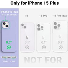Trendtech iPhone 15 Plus Uyumlu Lansman Lila Kılıf, Kadife Iç Doku, Soft Yumuşak Liquid Silikon