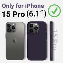 Trendtech iPhone 15 Pro Uyumlu Lansman Lila Kılıf, Kadife Iç Doku, Soft Yumuşak Liquid Silikon