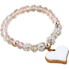 Omark Cotton Glass Heart Bileklik