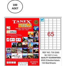 Tanex TW-2065 Lazer Etiket 38X21 mm 100 Lü