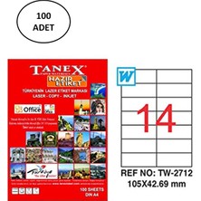 Tanex TW-2712 Lazer Etiket 105X42 mm 100 Lü