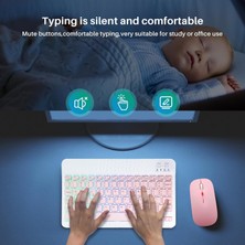 Alfa MEC Tüm Cihazlara Uyumlu Akıllı Taşınabilir Şarj Edilebilir Aydınlatmalı Kablosuz Bluetooth Klavye+ Mouse
