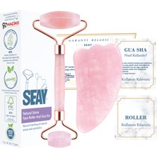 Seay Pembe Kuvars Face Roller Ve Pembe Kuvars Tırtıklı Gua Sha Yüz Masaj Aleti Seti Sertifikalı