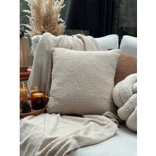 Sevara Dekor Teddy Kırlent Kılıfı Bej Kırlent Buklet Yastik Teddy Kırlent Kare