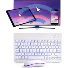 Alfa MEC Samsung Galaxy Tab A9 8.7 Inç X110 X115 Uyumlu Aydınlatmalı Işıklı Kablosuz Bluetooth Klavye+Mouse Rgb-Set