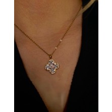 Liva Accessories Van Cleeff Desenli Taşlı Zincir Kolye