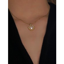 Liva Accessories Kalp Şekilli Zincirli Sedef Kolye