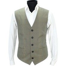 Mentor Regalo Erkek Yelek V Yaka Bej Ekose 50622 Xl