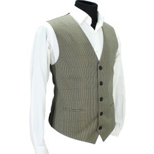 Mentor Regalo Erkek Yelek V Yaka Bej Ekose 50622 Xl