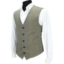 Mentor Regalo Erkek Yelek V Yaka Bej Ekose 50622 Xl