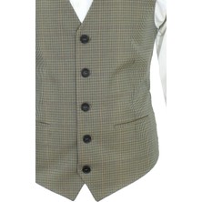 Mentor Regalo Erkek Yelek V Yaka Bej Ekose 50622 Xl