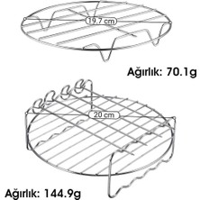 Xxl Fritöz Izgara Teli ve 4 Şişli Airfryer Aksesuar Seti , 2'li Paslanmaz Çelik Set