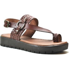 Beety 167.311 Kahverengi Parmak Geçmeli Anatomik Kadın Sandalet