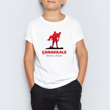 Morinna 18 Mart Çanakkale Zaferi Temalı Beyaz Unisex Çocuk T-Shirt Mr-02