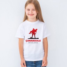 Morinna 18 Mart Çanakkale Zaferi Temalı Beyaz Unisex Çocuk T-Shirt Mr-02