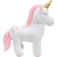 Peluş Unicorn Figürlü Yastık 33 Cm. (Beyaz) Uyku Arkadaşı & Oyuncak