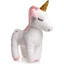 Peluş Unicorn Figürlü Yastık 33 Cm. (Beyaz) Uyku Arkadaşı & Oyuncak