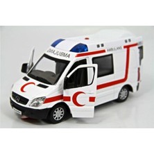 Işıklı Sesli Metal Ambulans Çek Bırak Özellikli 1:32